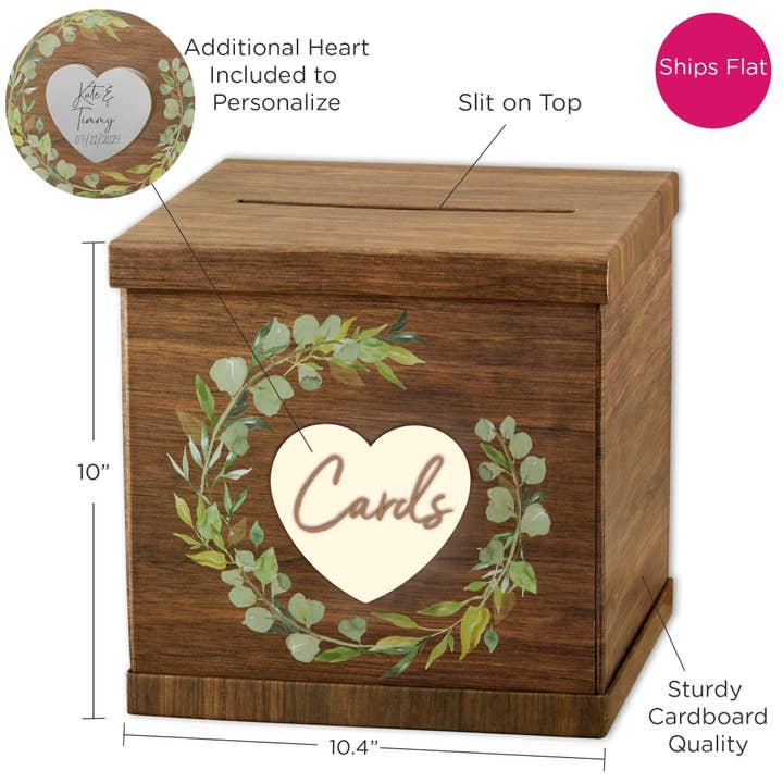 Kate Aspen - Wholesale Decorative Box - Rustic Brown Wood Card Box5