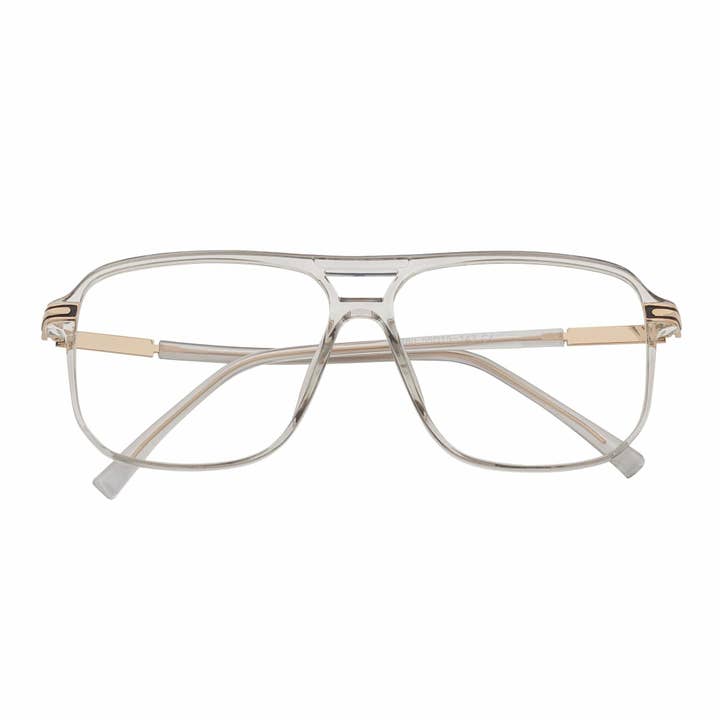SHERMAN - Classic Square Flat Top Blue Light Glasses Clear Gray Clear Lens for wholesale by Morspecs