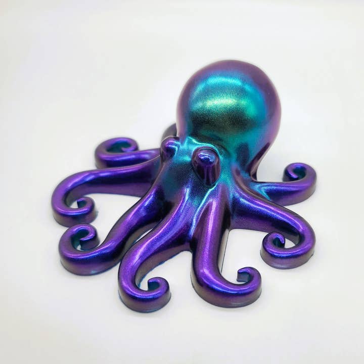 Slightly Askew Art - Wholesale Decorative Tabletop Object - Eco-Friendly Epoxy Resin Octopus with Holographic Mica3