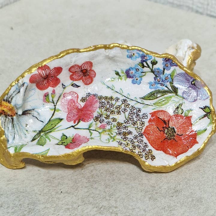 NUEVO Plato de Baratijas de Concha de Ostra con Amapolas Silvestres para venta al por mayor de Bee my Oyster