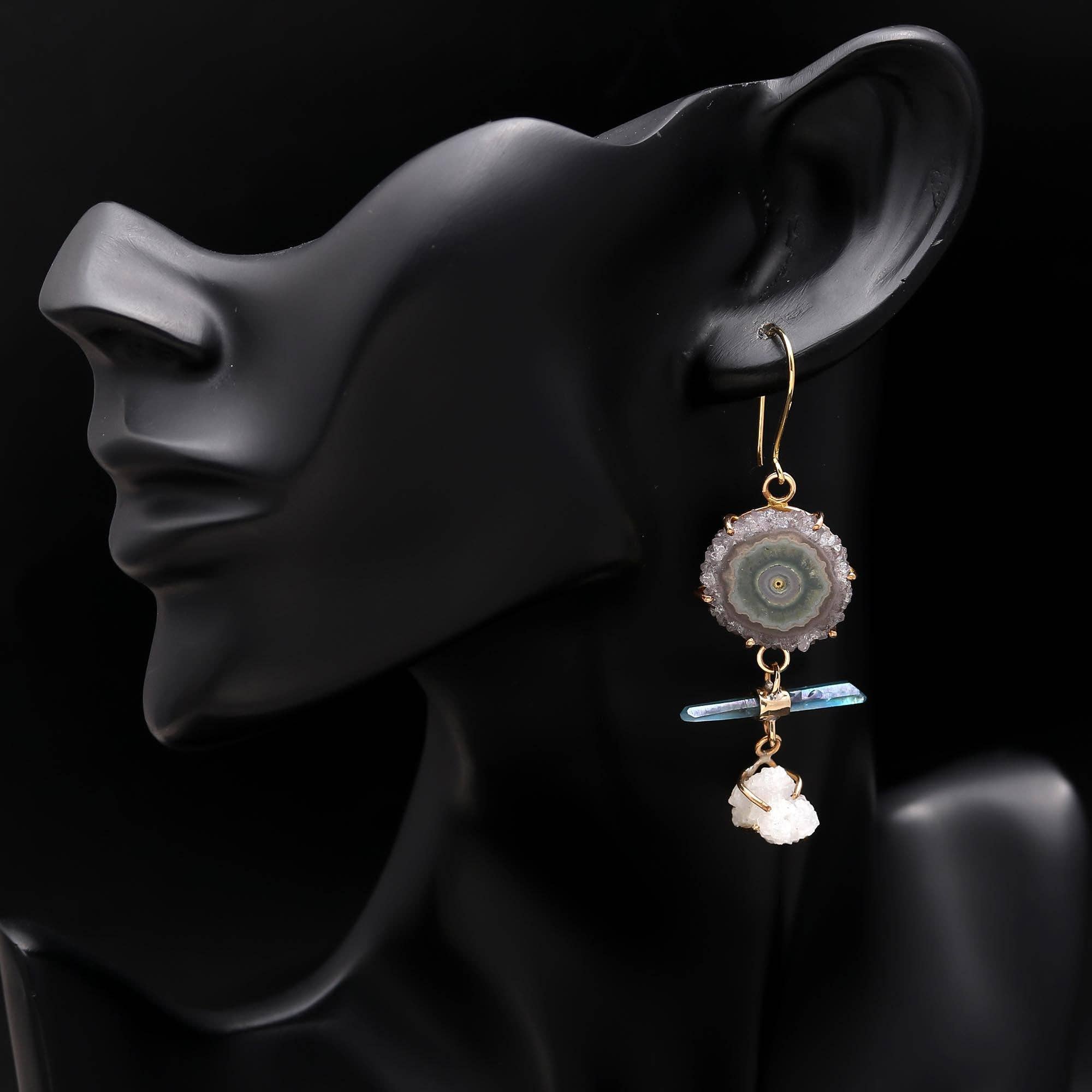 AG 925 JEWELLERY - Wholesale Dangle Earrings - Amethyst Stalactite Drusy Drops in Sterling Silver/ Brass3