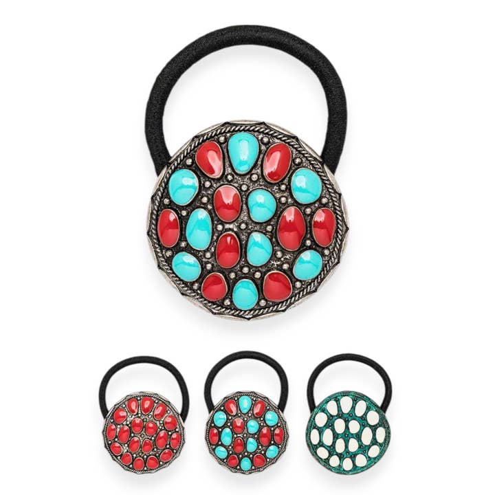 Western Iconic Scrunchy Hair Tie (6 PC) for wholesale by LA Jewelry Plaza