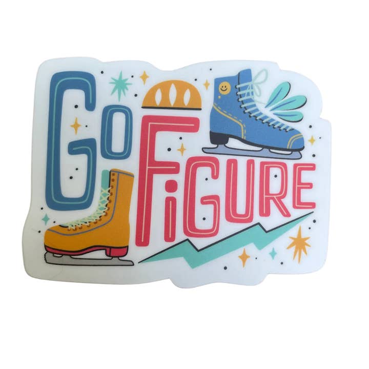 Go Figure Figure Skating Sticker, 3" x 2.27" for wholesale by Denali & Co.