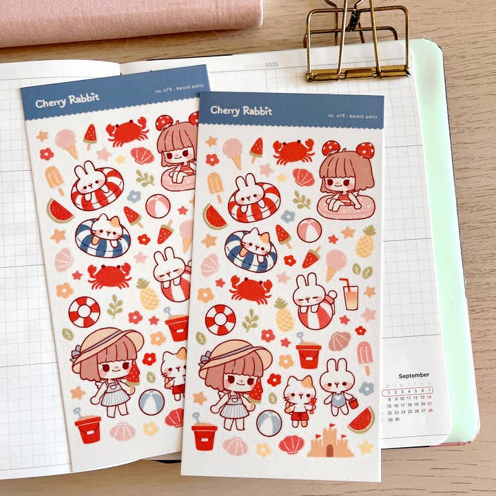 Beach Party Sticker Sheet no.078 for wholesale by Cherry Rabbit