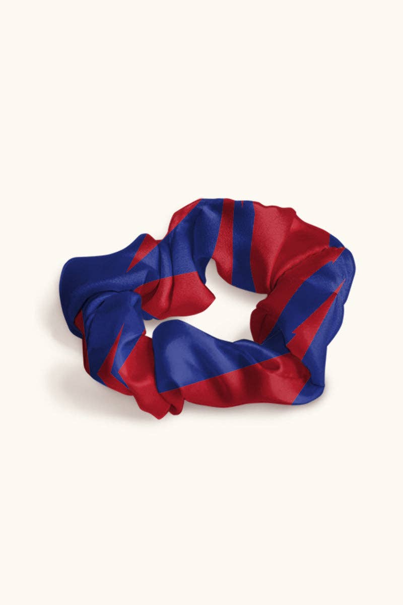 Starry Red Print on Blue Reeva Scrunchy for wholesale on Faire