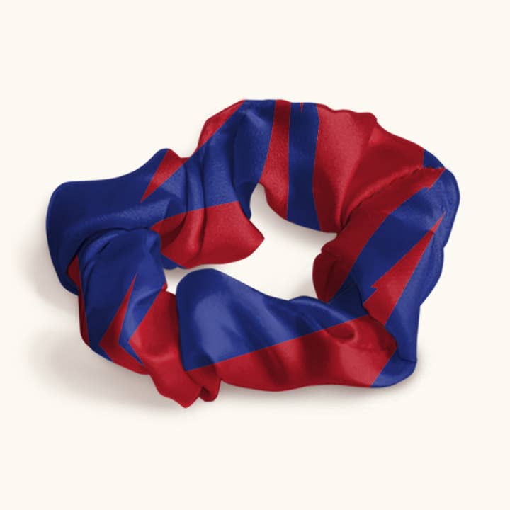 Starry Red Print on Blue Reeva Scrunchy for wholesale on Faire0