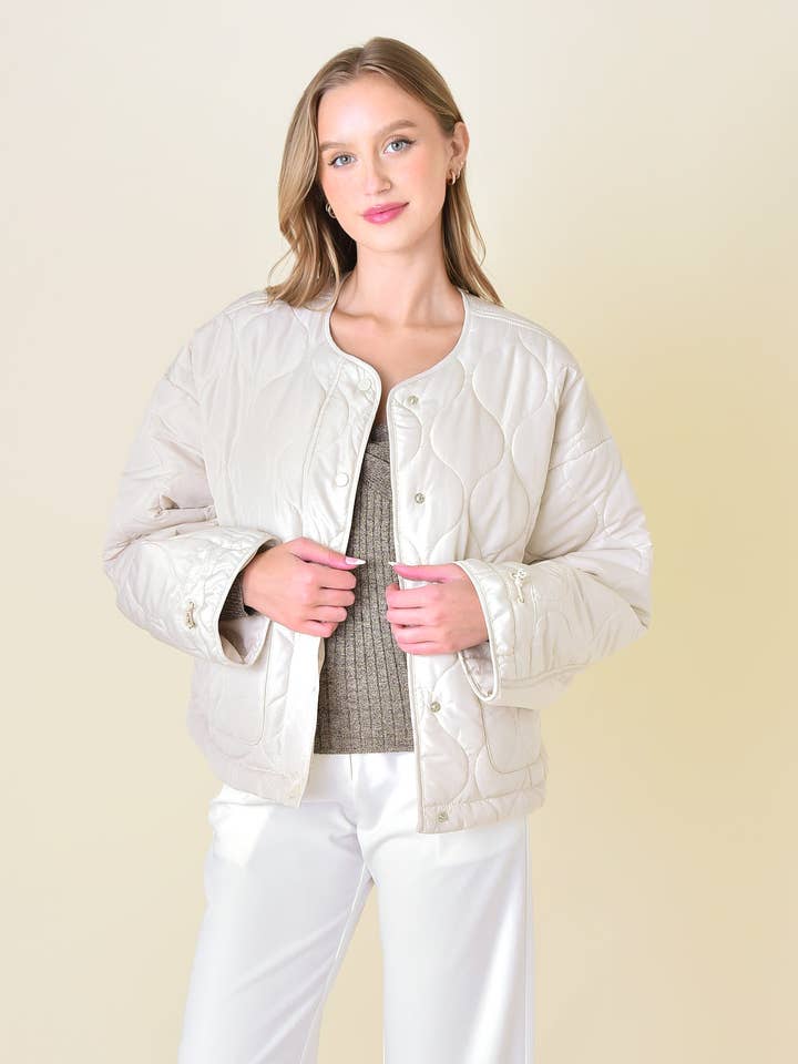 QUILTED SHORT LIGHTWEIGHT PUFFER JACKET - OI6012FO for wholesale by Fore Collection