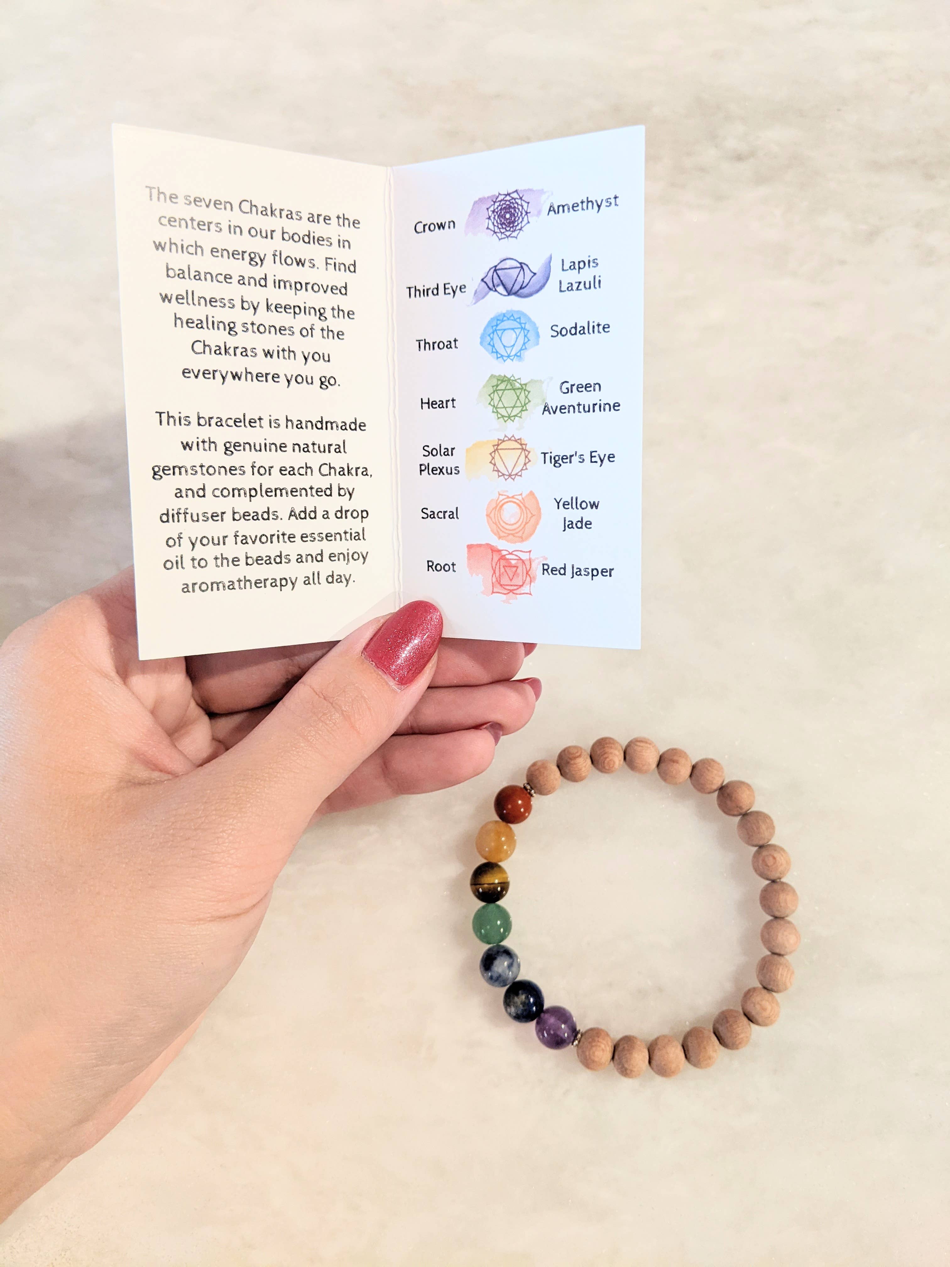 Two Birds Eco Shop - Wholesale Aromatherapy Bracelet - Chakra Gemstone Bracelet with Rosewood Diffuser Beads2