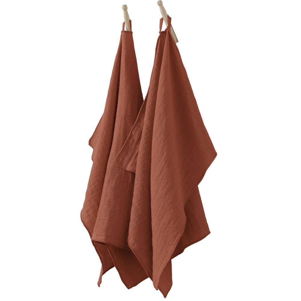 Housse De Rêve - Wholesale Hand Towel - Set of 2 hand towels 50x70 cm Cotton Gauze Terracotta0