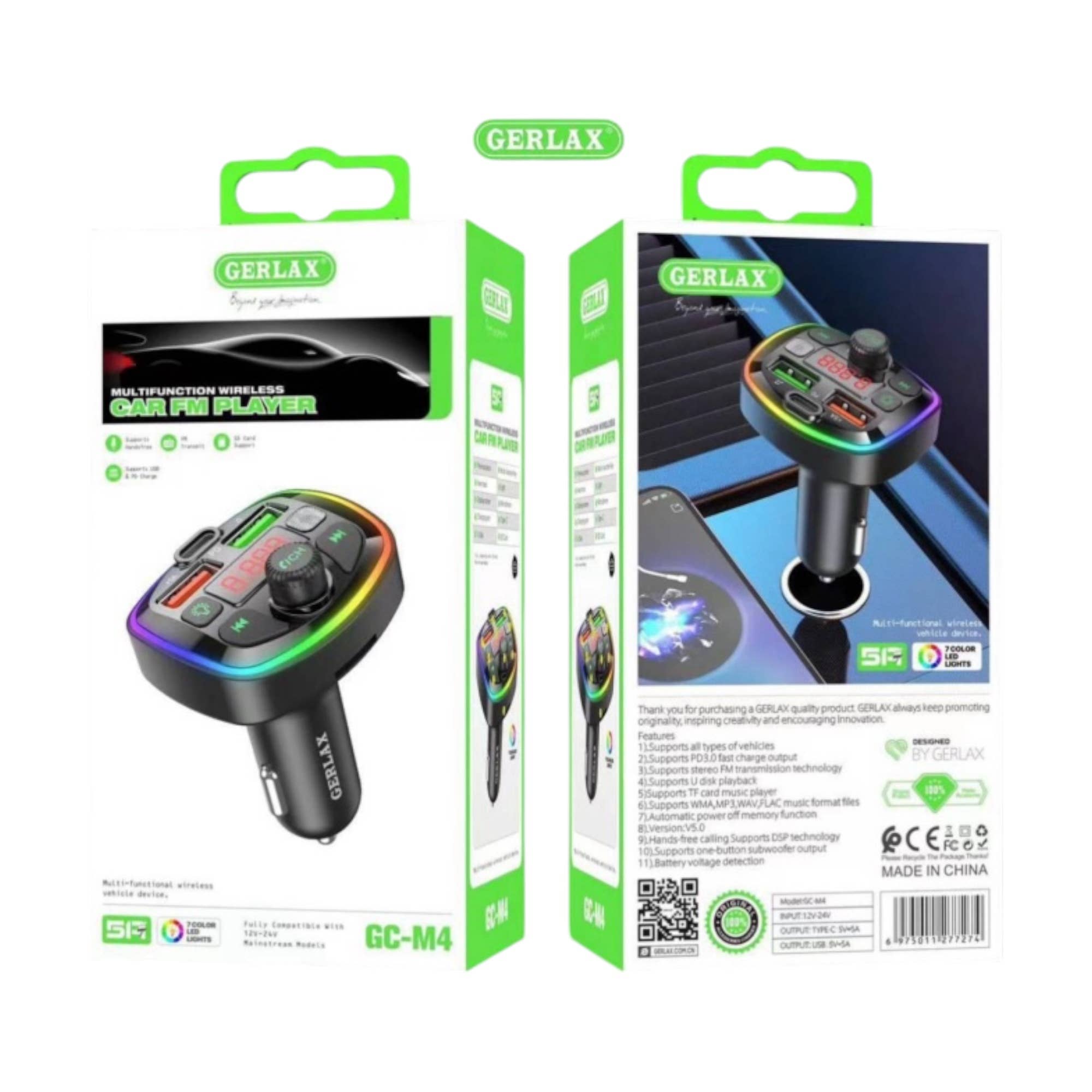 Mighty Wireless - Wholesale Portable Charger - Gerlax Bluetooth FM Transmitter With PD Function GCM4 0