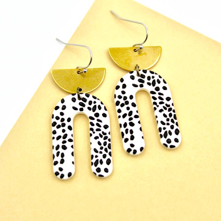 Polka Dot Arch Earrings (White) for wholesale by Carruthers Jewelry