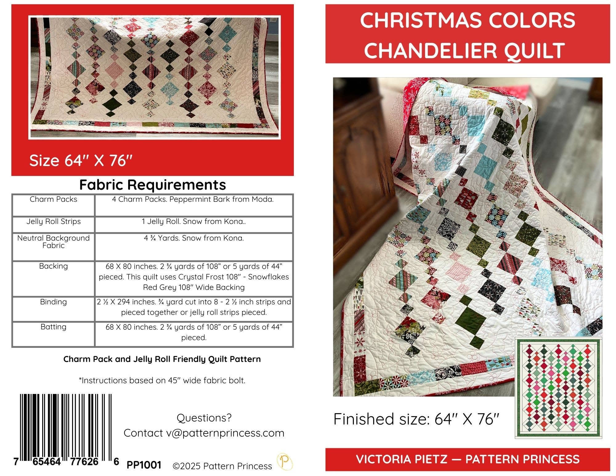 Pattern Princess - Wholesale Quilt - Christmas Colors Chandelier Quilt 7