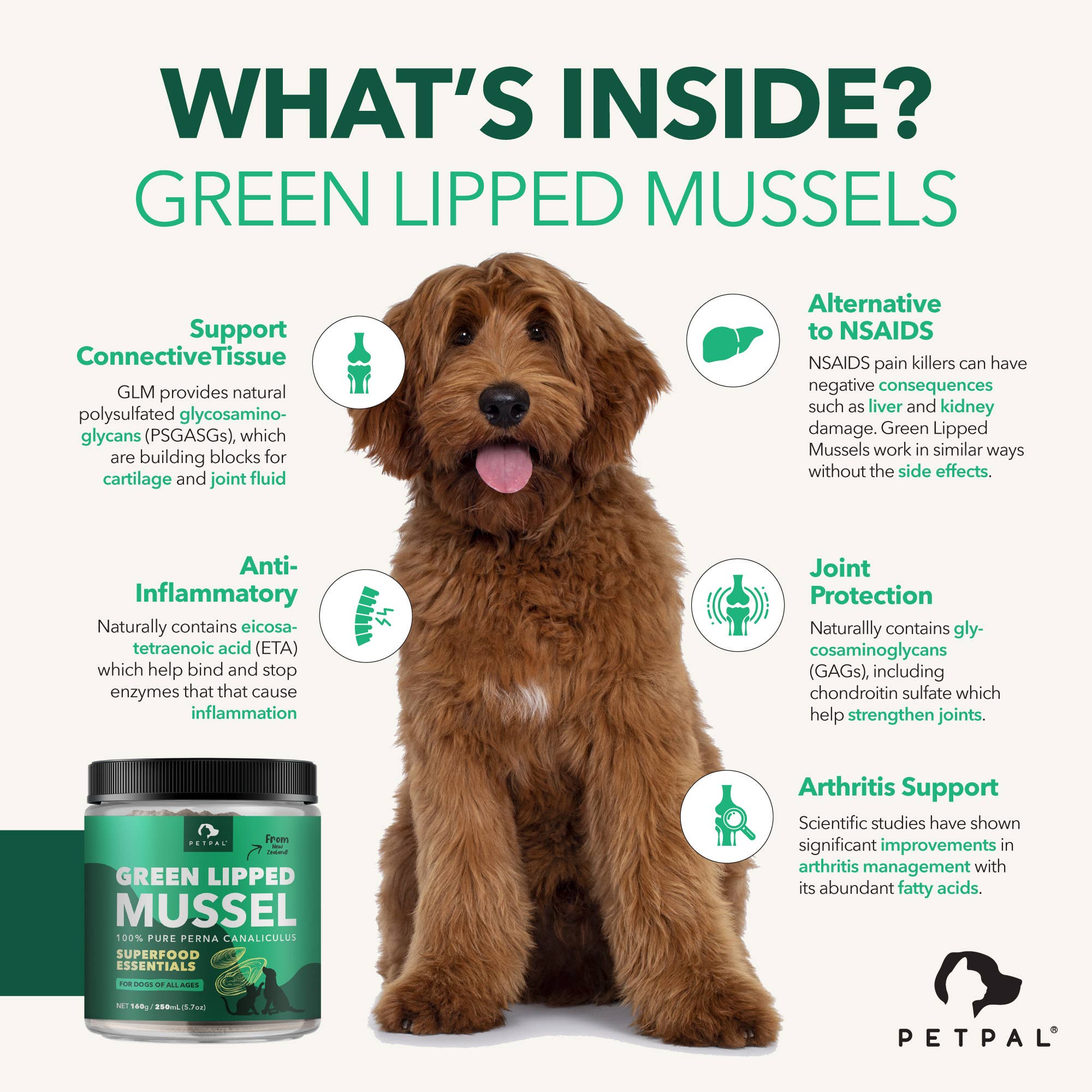 Petpal - Wholesale Pet Supplement - Cat/Dog - Green Lipped Mussel for Dogs - Hip & Joint Health1
