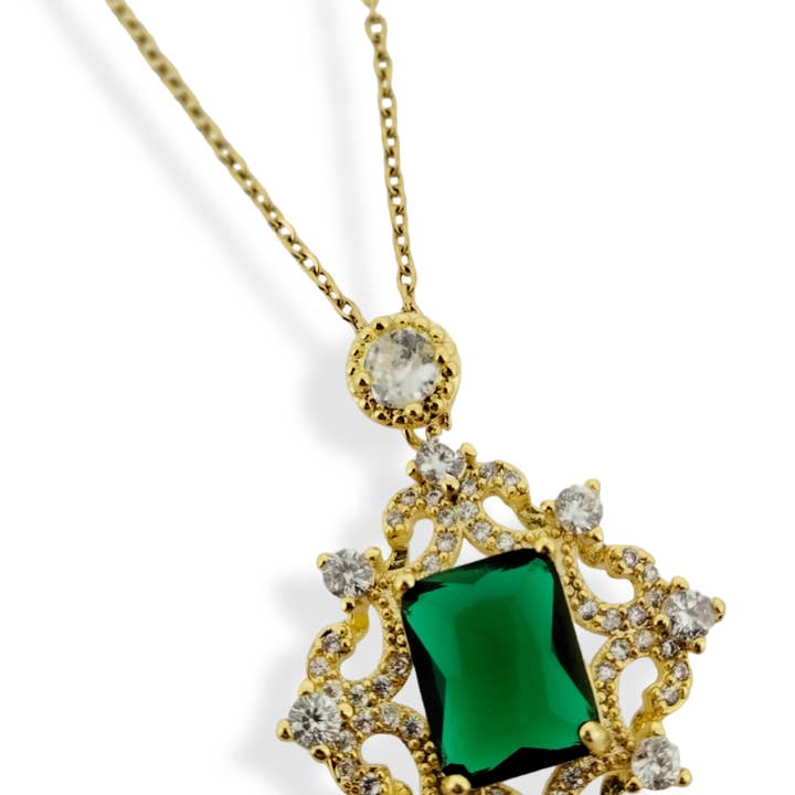 COLAR EM AÇO INOXIDÁVEL X491 VERDE DOURADO por atacado de Mayachi