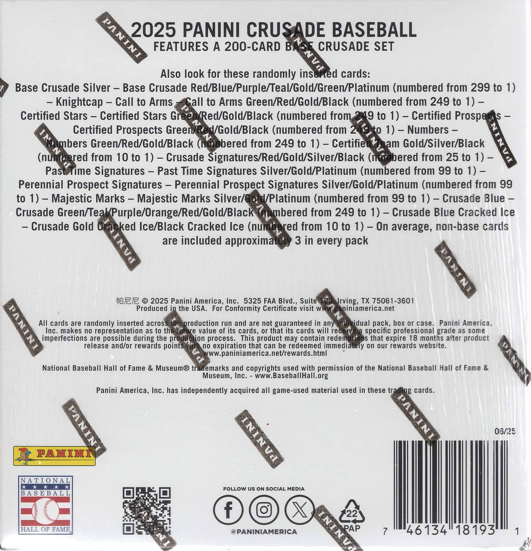 Wildwood Enterprises LLC - Wholesale Playing Cards - 2025 Panini Crusade Boys of Summer Baseball 48ct. Mega Box2