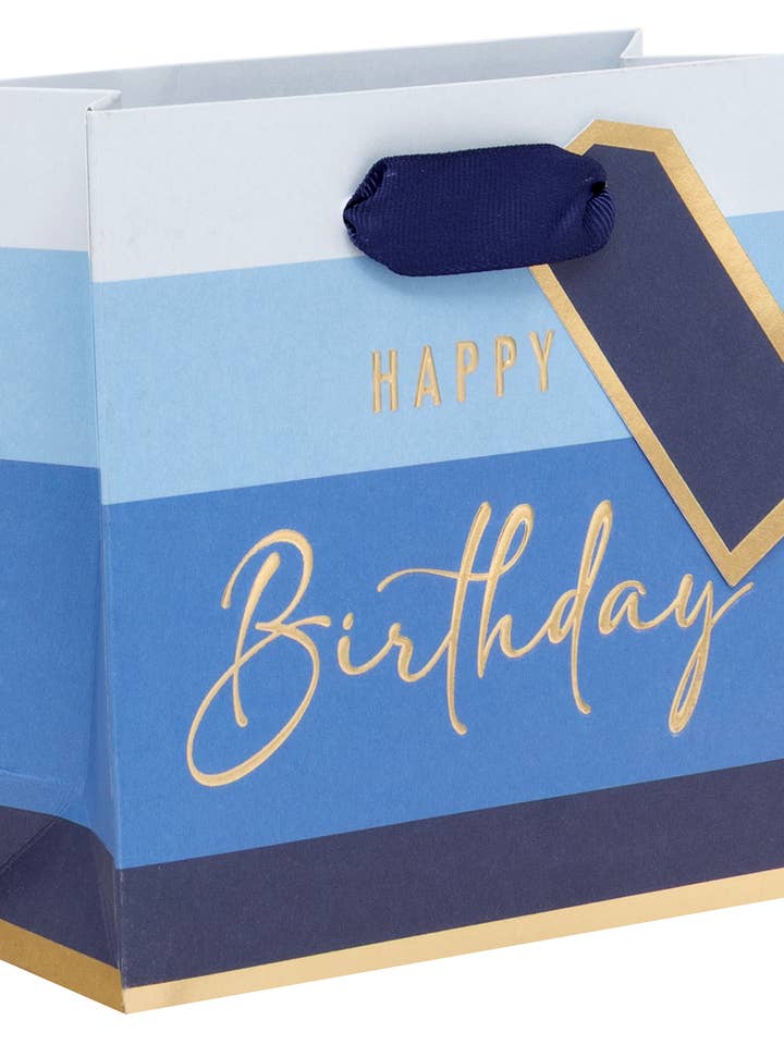 Bag Small Happy Birthday Stripe Blue for wholesale by Glick