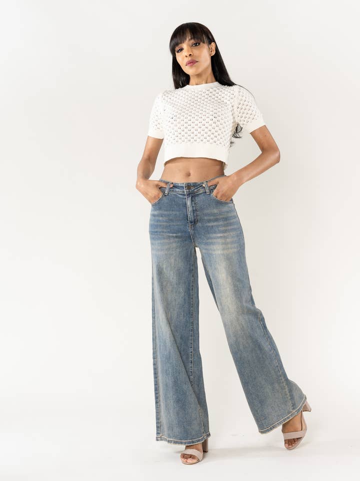 Nina Carter - Vente Jean – femme - Nina Carter super WIDE LEG taille haute stretch YY30021