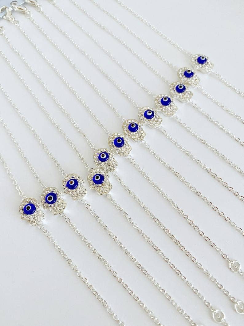 Evileyefavor - Wholesale Charm/Dangle Bracelet - Hamsa Hand and Evil Eye Gold Silver Link Chain Bracelet3