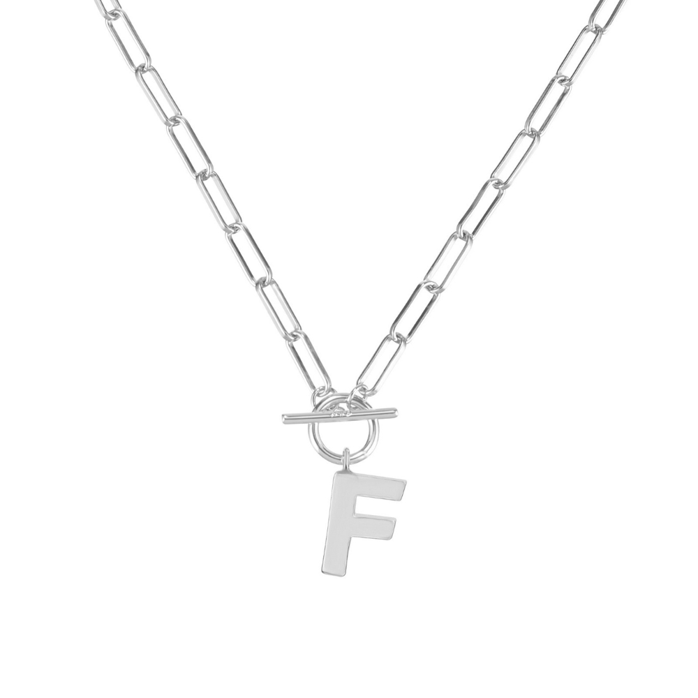 Toggle Initial Necklace in Silver for wholesale on Faire9