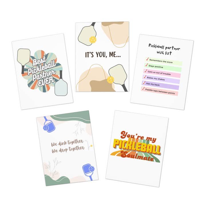 Best Pickleball Partner Greeting Card Variety Bundle Set (Pack of 5) for wholesale by Pickle & Paper
