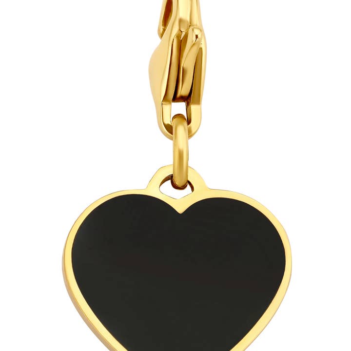 CO88 stalen bedeltje Hart Zwart email 15mm IPG voor wholesale door CO88 Collection