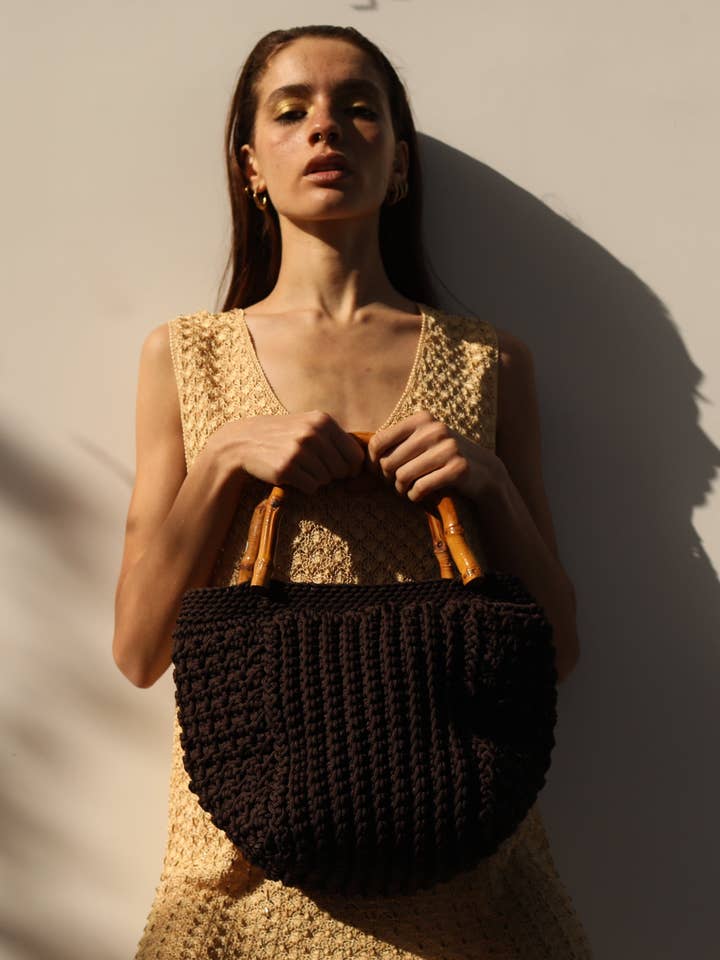 Virkad BOIS-korg – Handgjord korg i 100% naturlig bomull för wholesale av LA FIBRE ARTISANALE