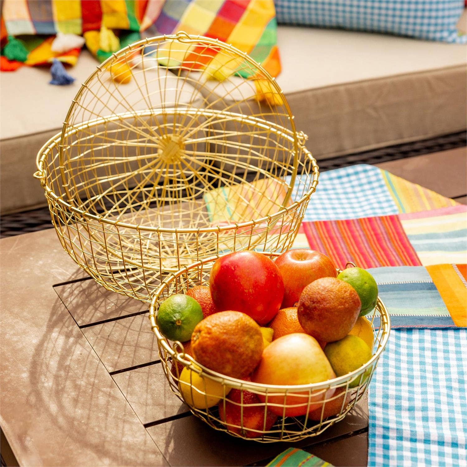 Audrey's Home & Gift – wholesale Basket – Gold Wire Market Baskets – Set of 3 (Pk/02 Sets)0