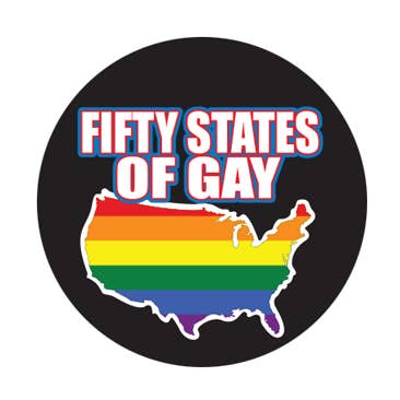 BT589- Fifty States of Gay 1.25" Button for wholesale by Kalan