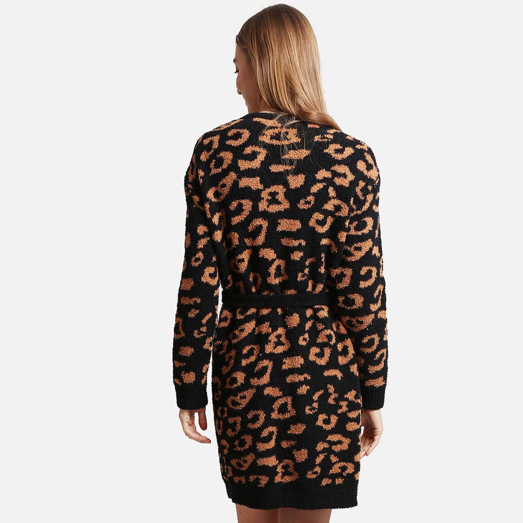 Fashion City - Venta al por mayor Bata - Mujer - Bata suave para mujer con estampado de leopardo, bolsillos y cinturón22
