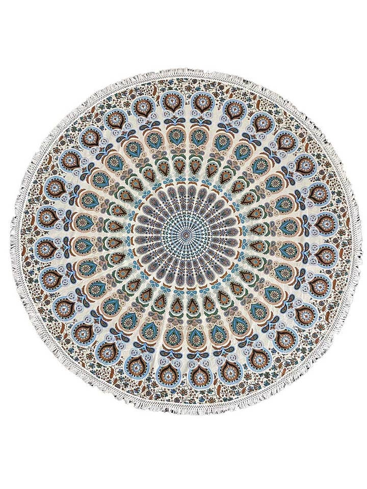 Runde Tischdecke Tapestry Blau/Rot Mandala für den Großhandel von Sunshine Joy