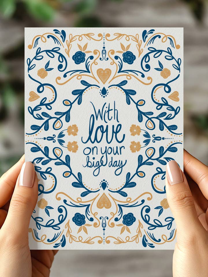 With Love On Your Big Day, Congrats Card, Scandinavian for wholesale by Beth Ann Erickson Designs
