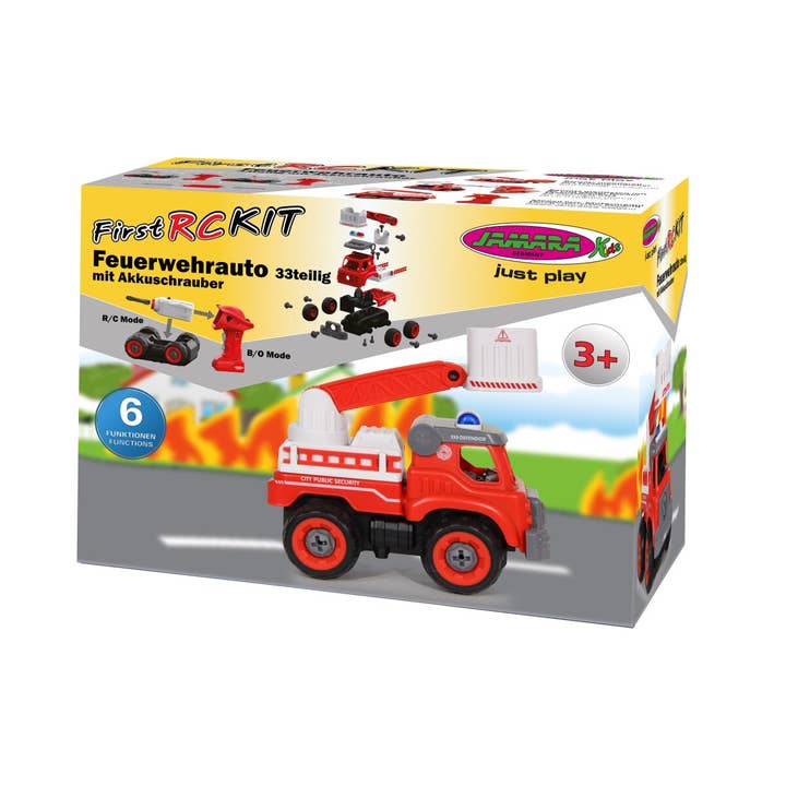 mhw24 - Wholesale Toy Car/Truck - Kids - First RC 33 piece fire truck kit with cordless screwdriver1
