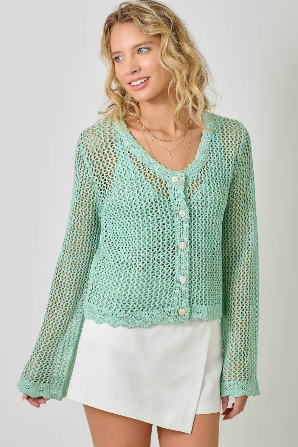 Mystree - Wholesale Cardigan - Women's - 61100 Crochet Style Knit Cardigan 9