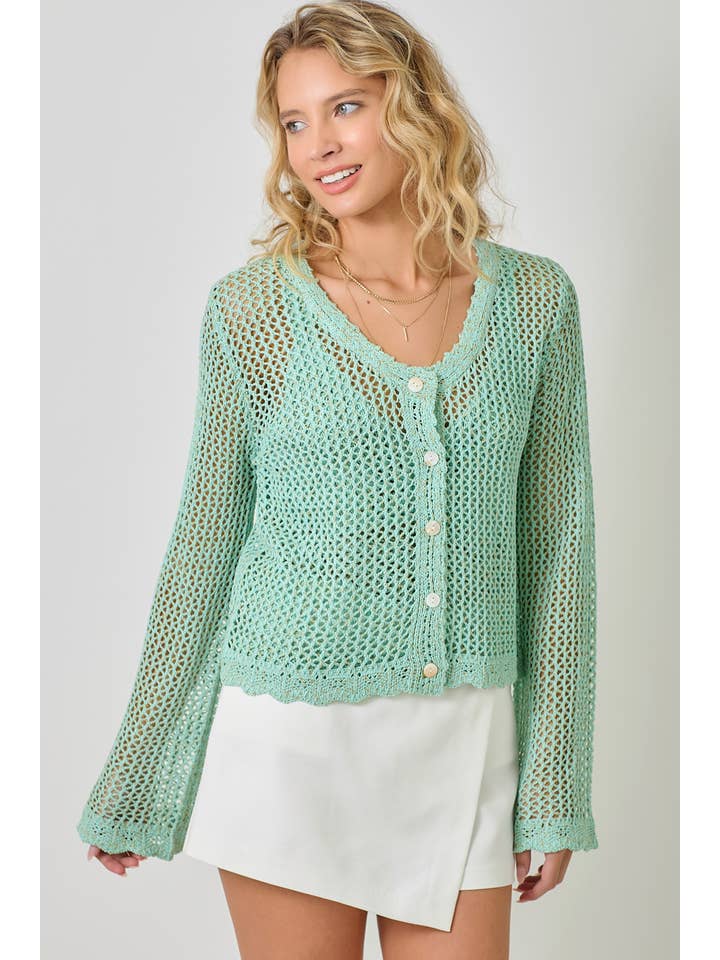 Mystree - Wholesale Cardigan - Women's - 61100 Crochet Style Knit Cardigan 9