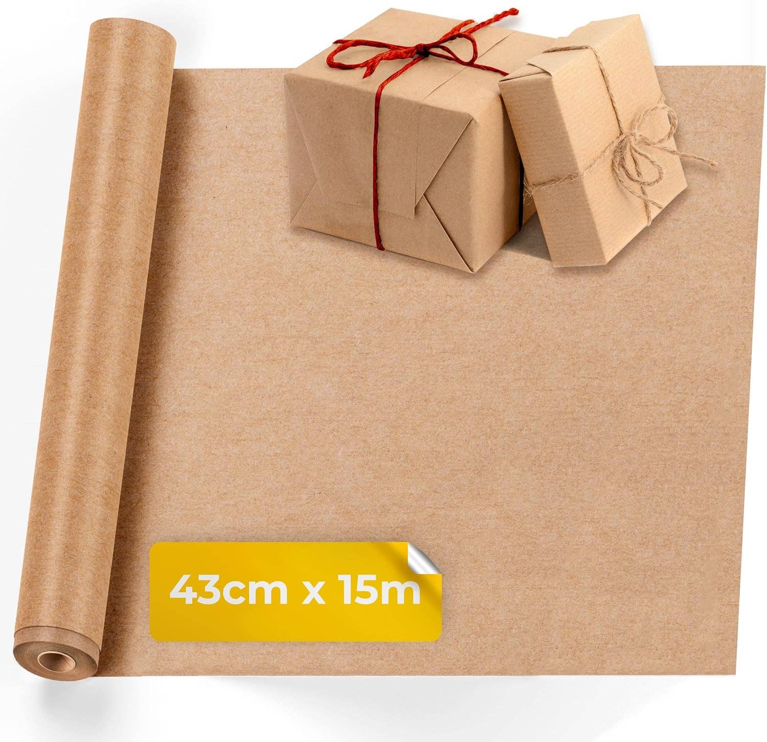 Jara Trading - Wholesale Wrapping Paper Roll - Kraft Wrapping Paper - 15M x 43CM Premium Gift Wrapping Paper Roll Patterned with Strings - Brown Paper Roll Used as Christmas Wrapping Paper, Birthday Wrapping Paper or Parcel Packing0