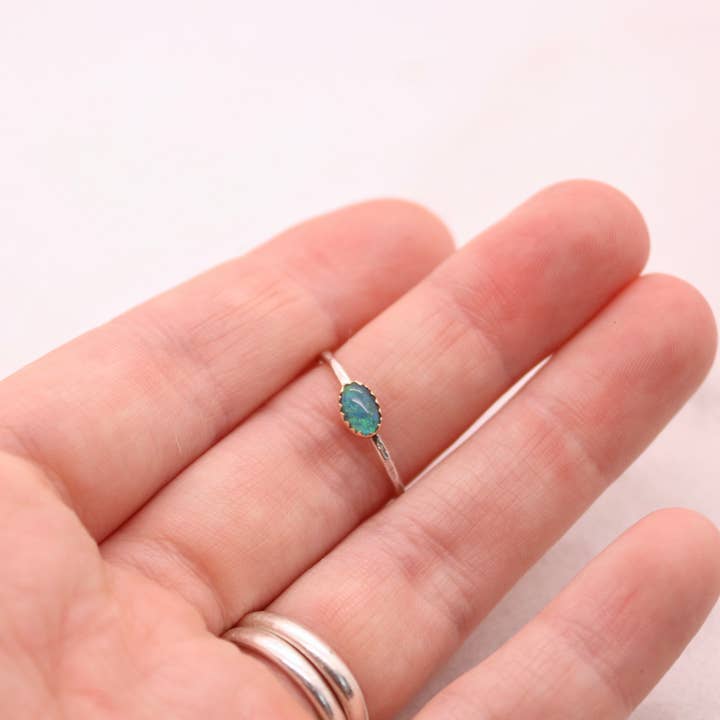 Esme - Wholesale Single Stone/Solitaire Ring - Opal Gemstone Ring in 14k Gold on Sterling Silver Band
1