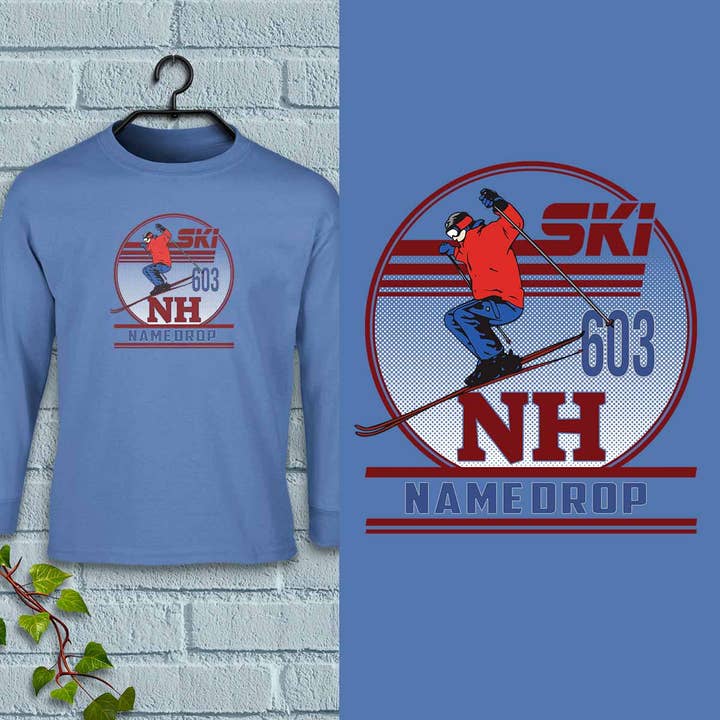 Ski New Hampshire 603 Name Drop Vuxen Långärmad T-shirt för wholesale av RetroPlanet