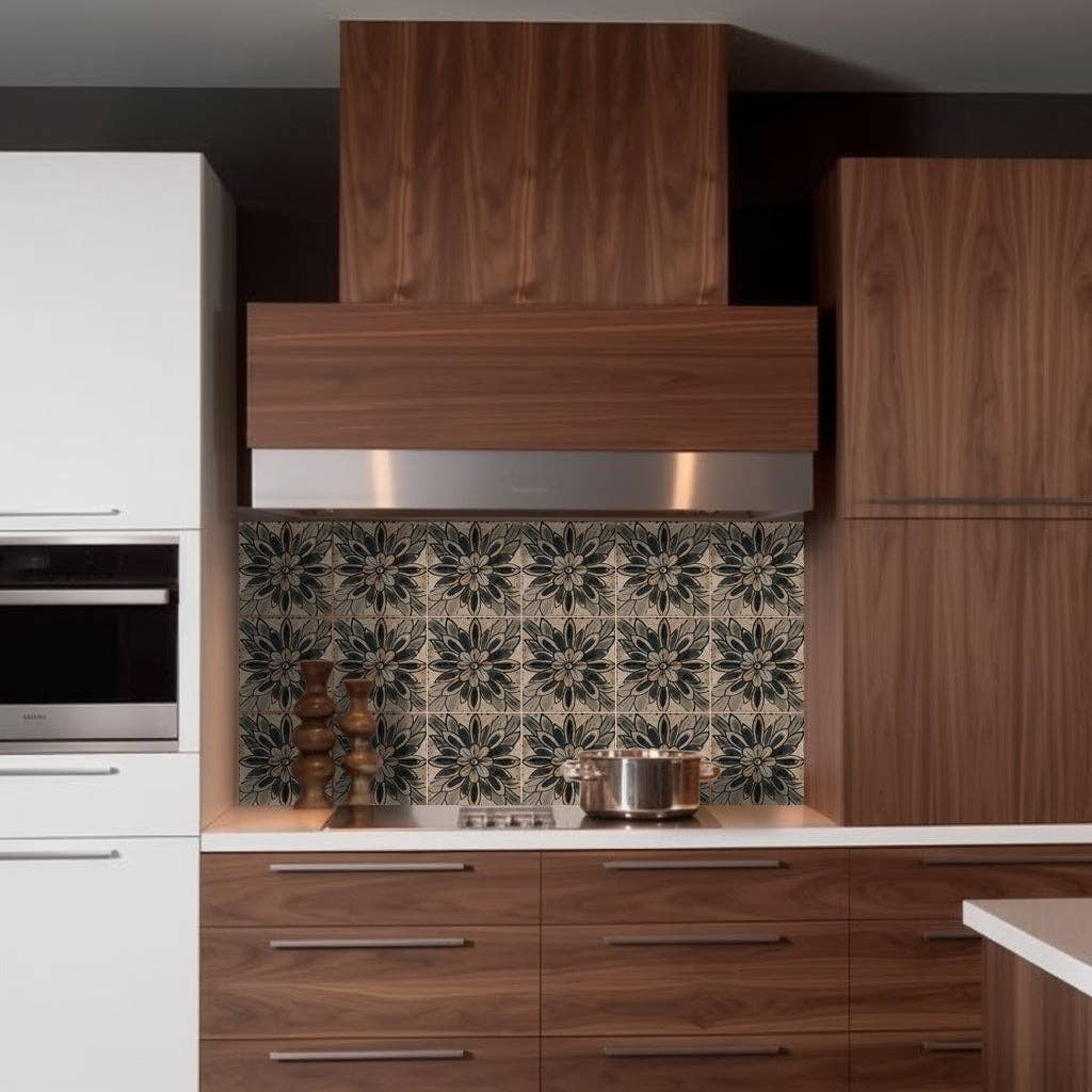 Mi Alma LLC - Wholesale Wall Tile - Floral Vintage Retro Brown Design Tile Stickers Decorative DIY Home Tiles Model - R1508