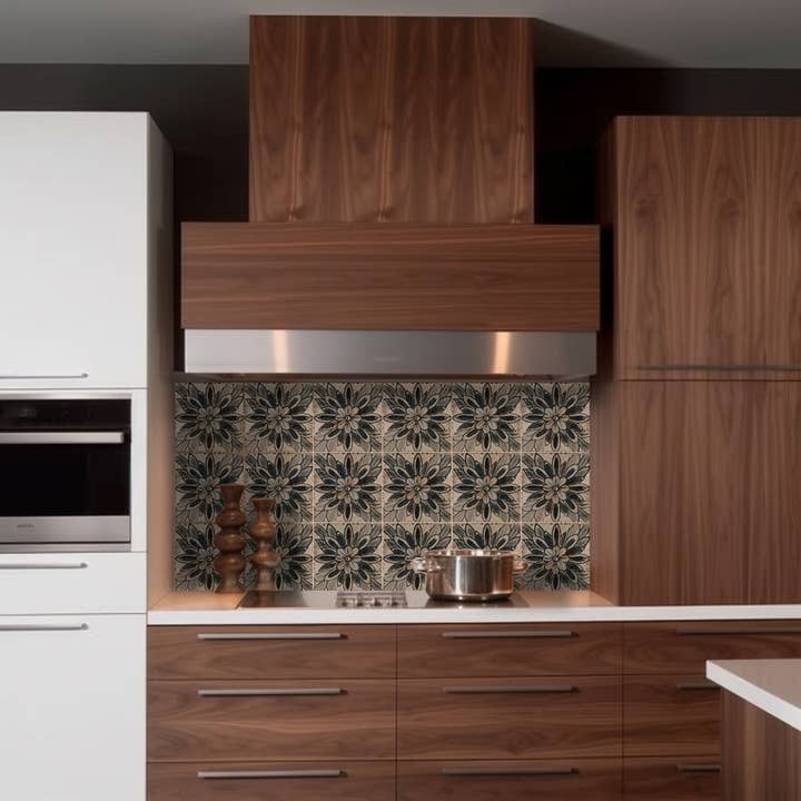 Mi Alma LLC - Wholesale Wall Tile - Floral Vintage Retro Brown Design Tile Stickers Decorative DIY Home Tiles Model - R1508