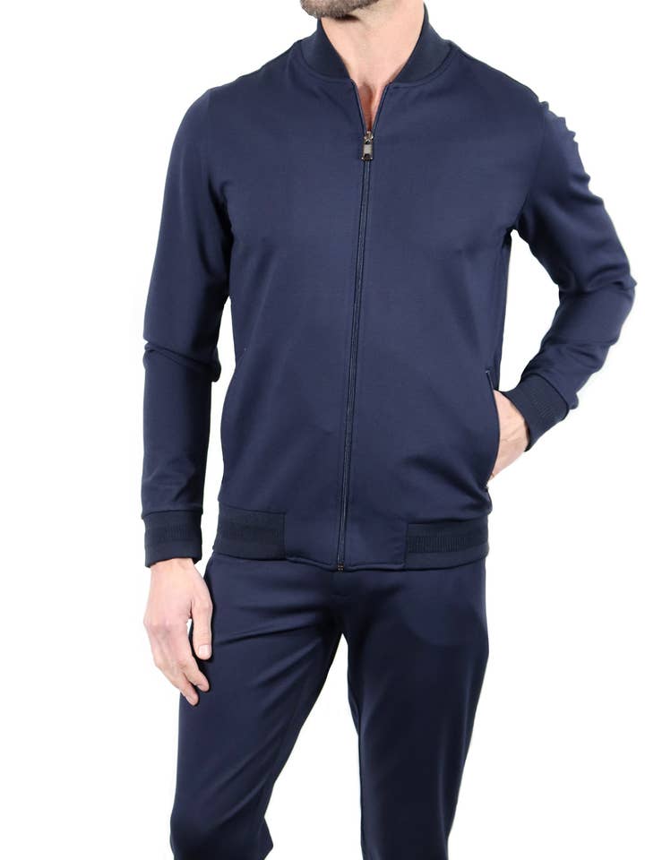 Ensemble de jogging bleu marine pour la vente par Luchiano Visconti