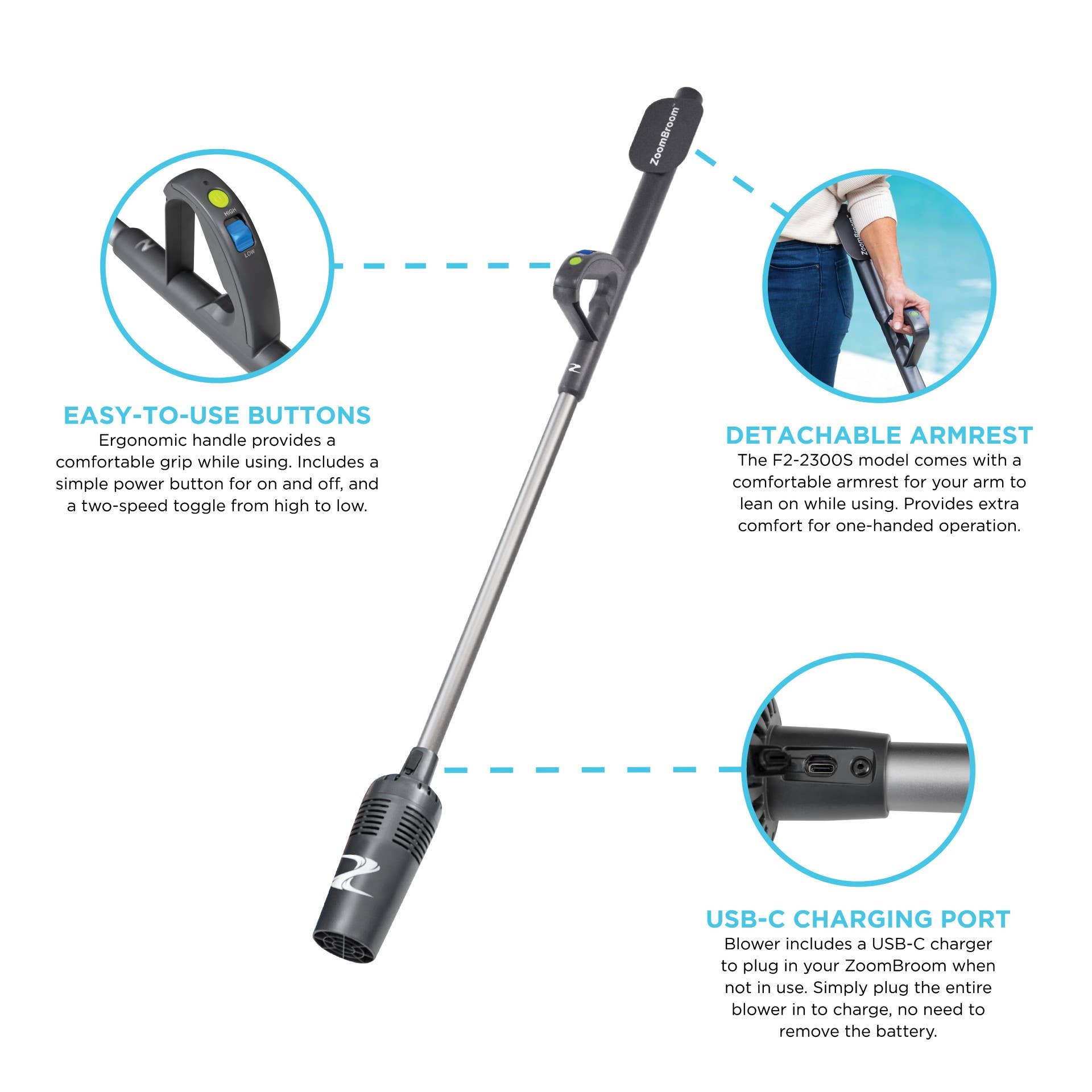 ZoomBroom - Wholesale Broom - ZoomBroom F2 Cordless Stick Blower for Outdoor Living Areas4