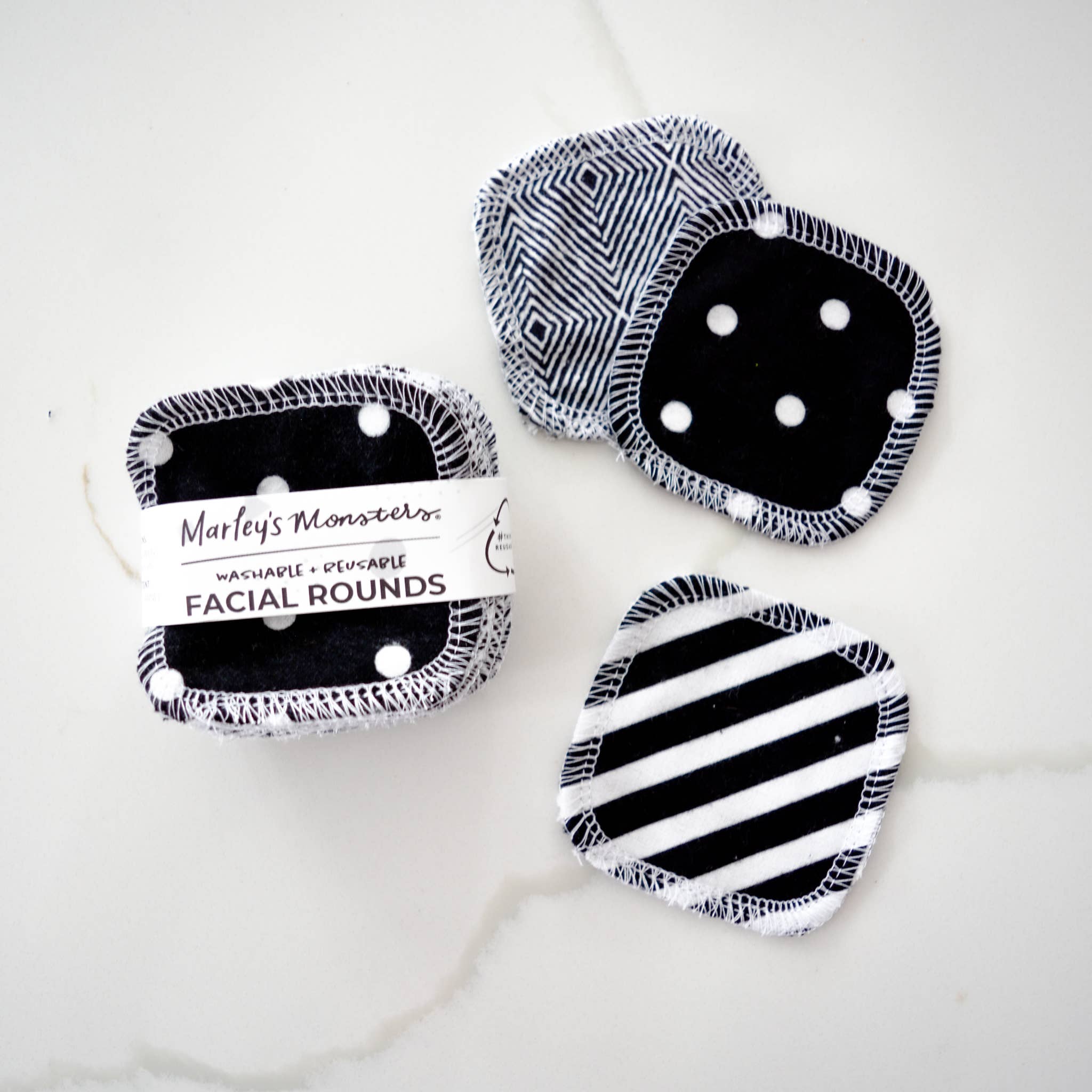 Marley's Monsters – wholesale Face & body wipes – Facial Rounds: Prints - 10 or 20 Packs - Case of 611