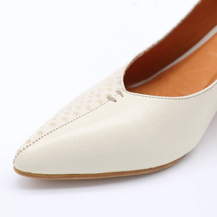 Antoinette block heel pumps ivory leather womens shoes for wholesale on Faire1