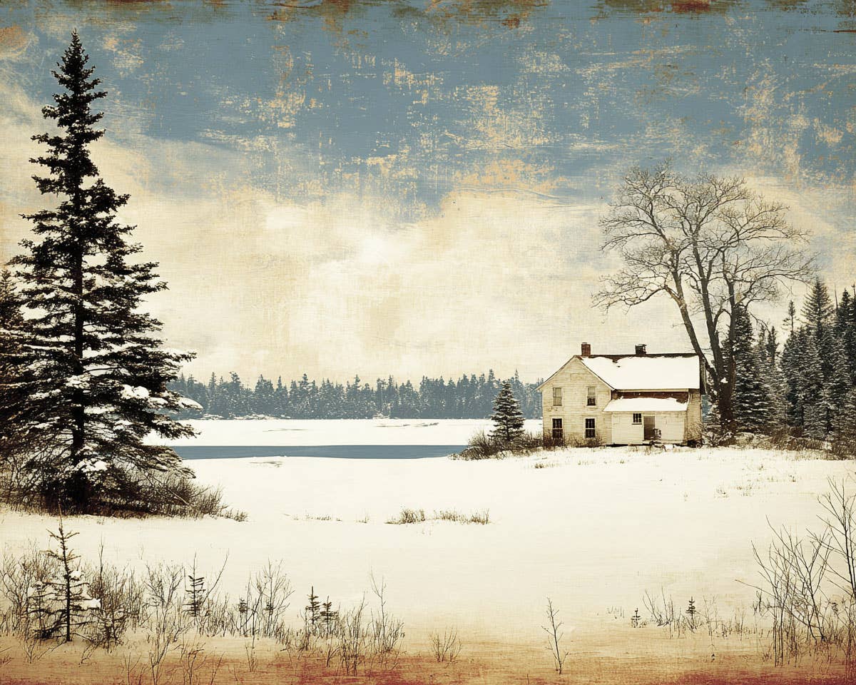 Mowbi - Wholesale Art Print - Vintage Winterscape - Winter Landscape Art Print - 8"x10" Artwork for 11"x14" Frame