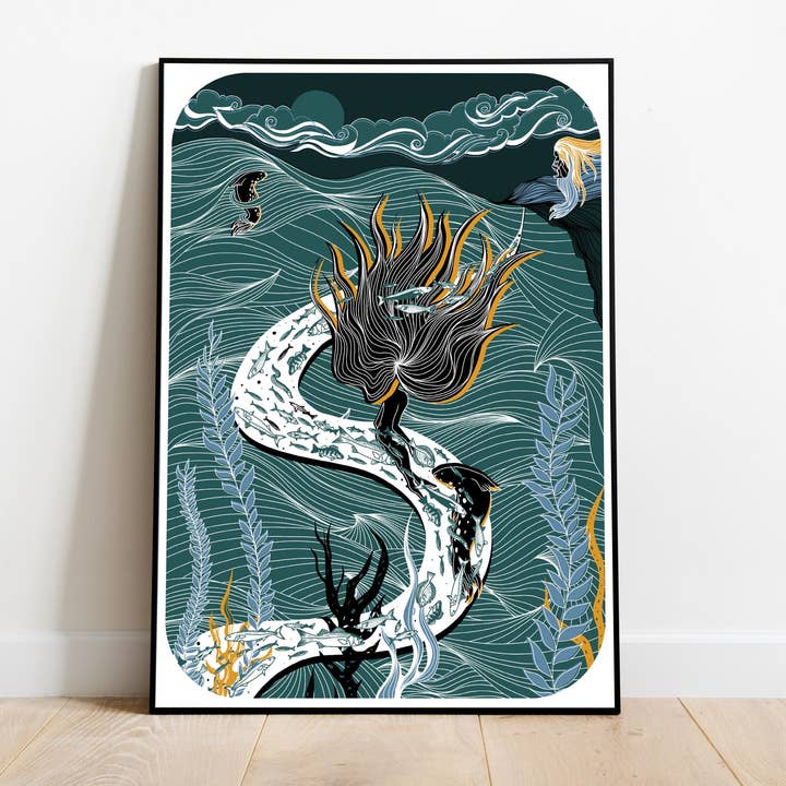 Selkies-mytologi, begrænset udgave udsmykket Giclée-tryk for engroshandel hos Emily Mckeagney Design