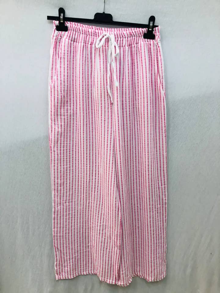 Mimi & Gogo - Wholesale Pants - Women's - Cotton gauze pants with stripes @906771_PaGazeRayure7