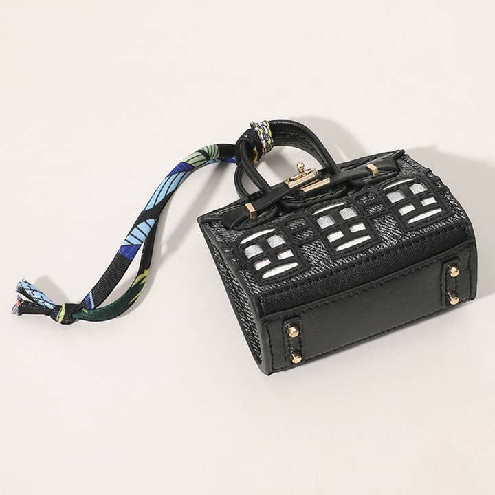 Sensibling Corp. - Wholesale Keychain - Women's - House Printed Faux Leather Mini Purse / Bag Charm