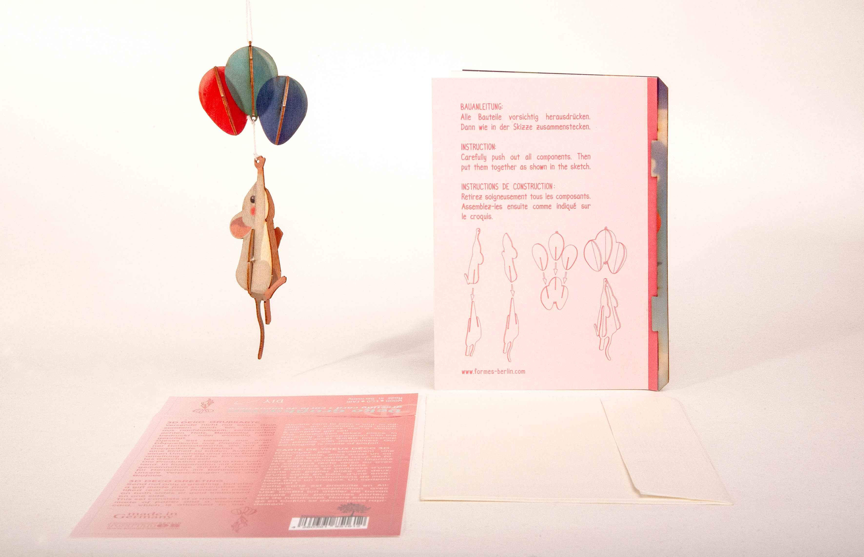 Formes Berlin GbR – postal de felicitações por atacado – Cartão de saudação decorativo 3D de rato4