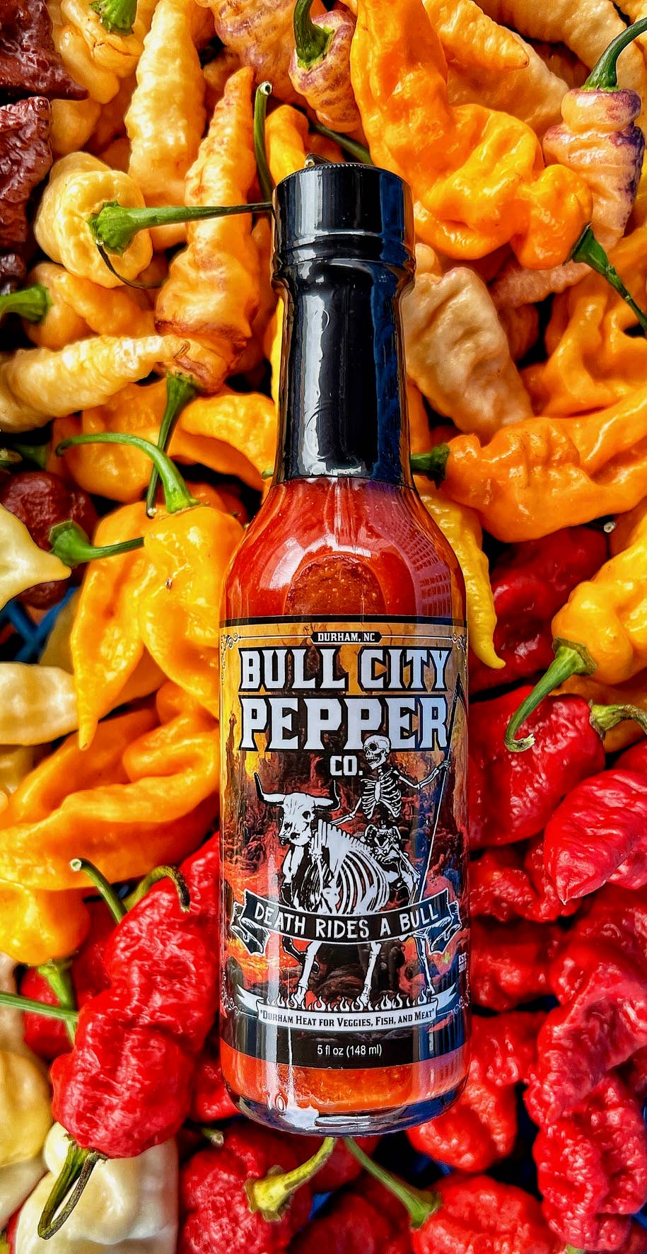 Bull City Pepper Co. – Großhandel Scharfe Soße – Death Rides A Bull scharfe Sauce – 12er Pack1