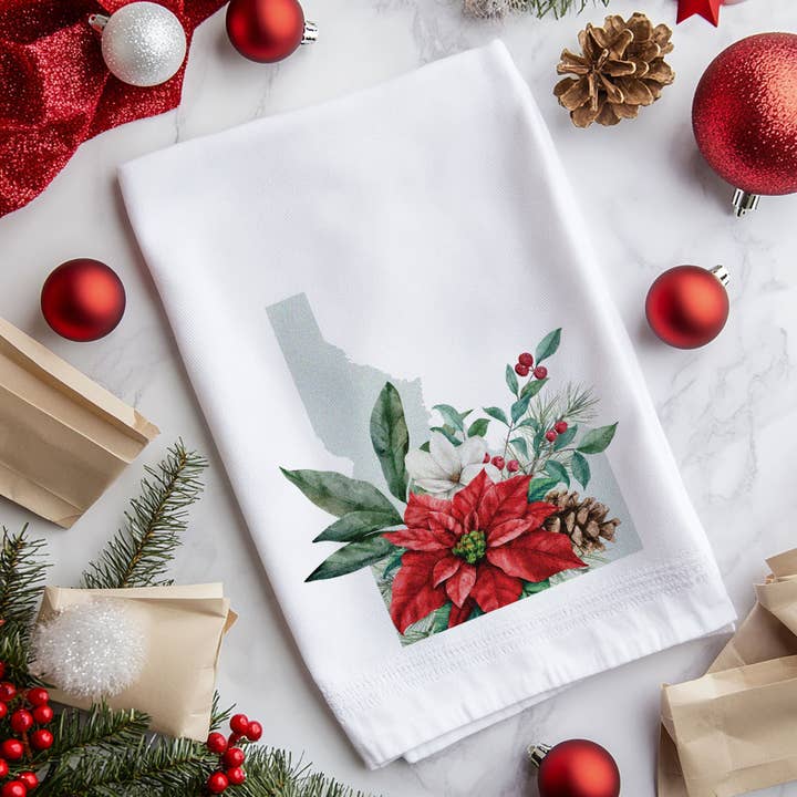 Idaho Christmas tea towel | Four Seasons Collection for wholesale by Paperfinch Design